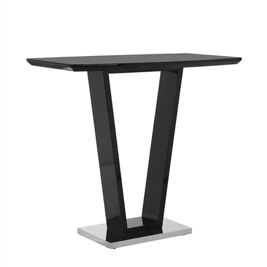 Indio High Gloss Bar Table Rectangular Glass Top In Black