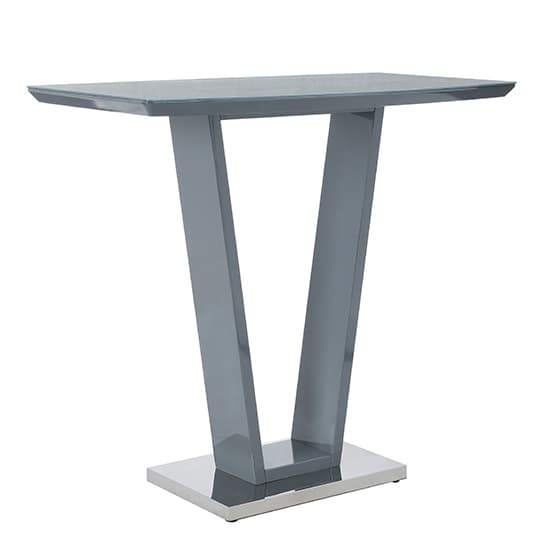 Indio High Gloss Bar Table Rectangular Glass Top In Grey