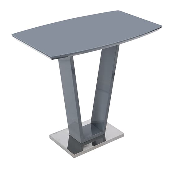 Indio High Gloss Bar Table Rectangular Glass Top In Grey