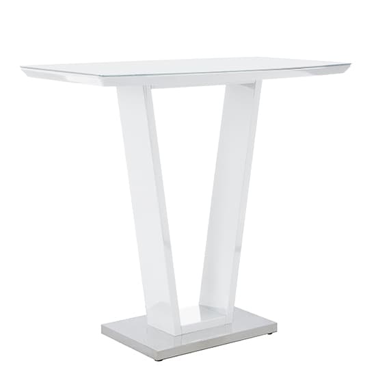 Indio High Gloss Bar Table Rectangular Glass Top In White