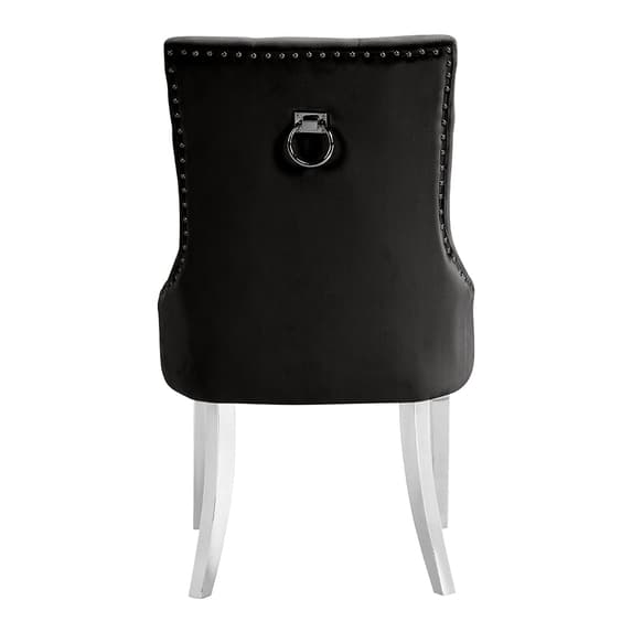 Irvine Black Velvet Button Back Dining Chairs In Pair