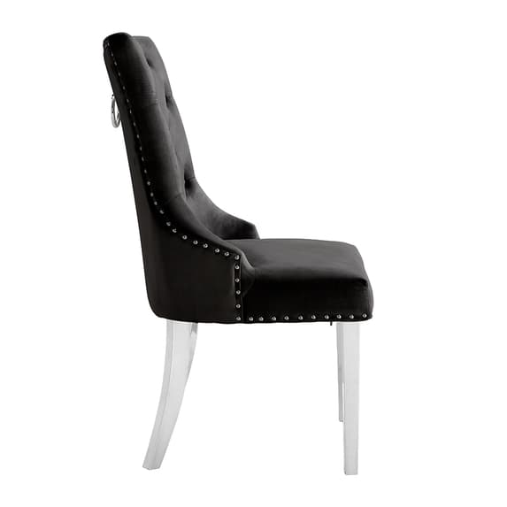 Irvine Velvet Button Back Dining Chair In Black