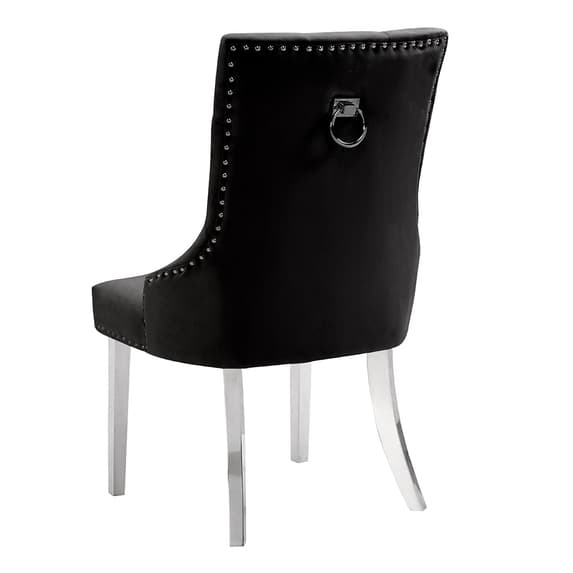 Irvine Velvet Button Back Dining Chair In Black