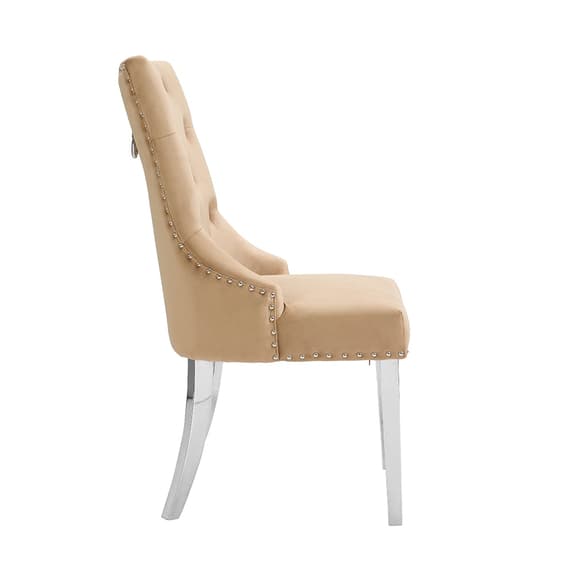 Irvine Velvet Button Back Dining Chair In Champagne