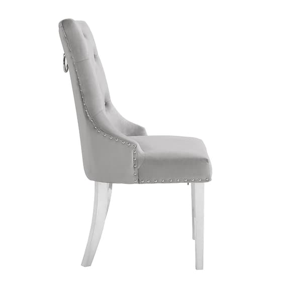 Irvine Velvet Button Back Dining Chair In Grey