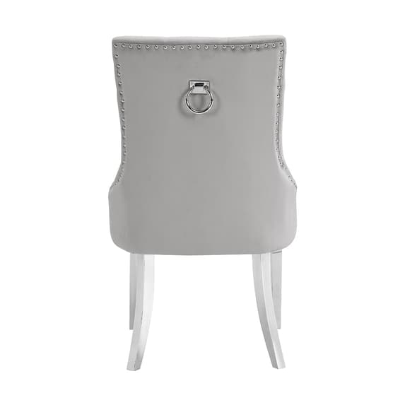 Irvine Velvet Button Back Dining Chair In Grey