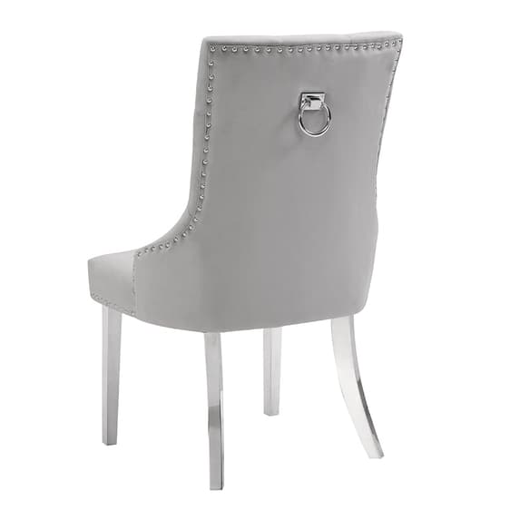 Irvine Velvet Button Back Dining Chair In Grey