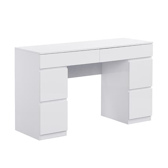 Jena High Gloss Dressing Table With 6 Drawers In White