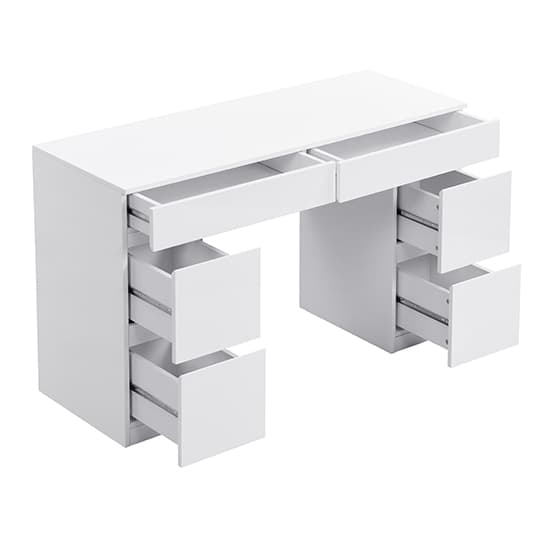 Jena High Gloss Dressing Table With 6 Drawers In White