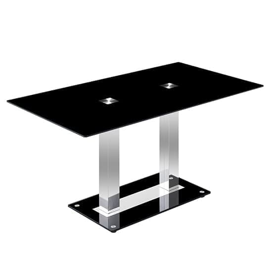 Joliet Large Black Glass Dining Table With 6 Paradise Black Chairs