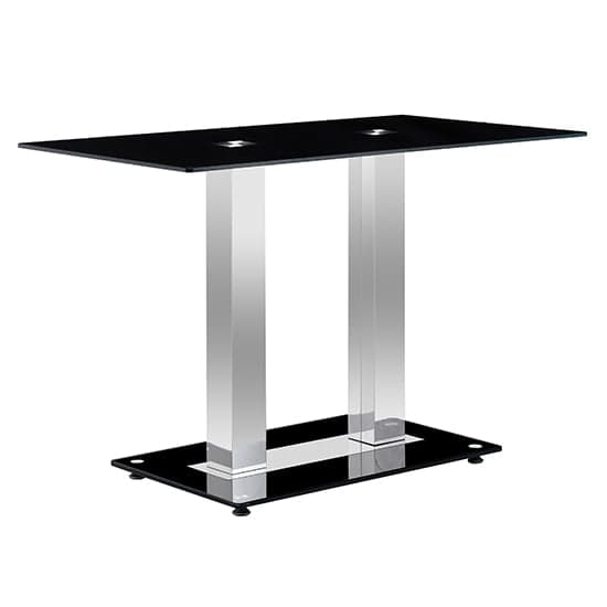 Joliet Small Black Glass Dining Table With 4 Destin Z Black Chairs