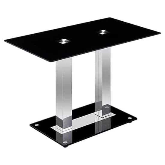 Joliet Small Black Glass Dining Table With 4 Paradise Black Chairs