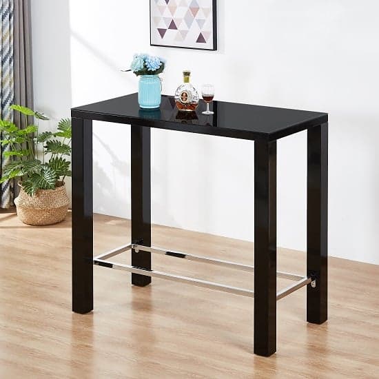 Joplin High Gloss Bar Table Rectangular Glass Top In Black