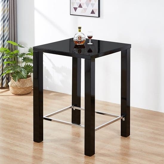 Joplin High Gloss Bar Table Square Glass Top In Black