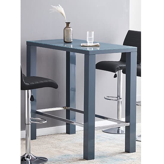 Joplin Rectangular Glass Grey Bar Table With 4 Canyon Black Stools