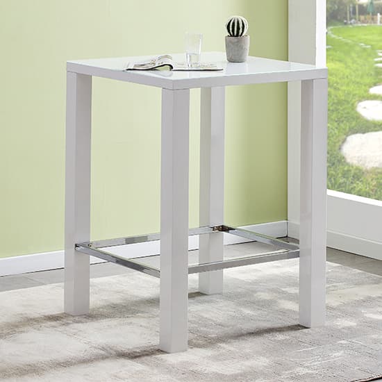 Joplin Square Glass White Gloss Bar Table 2 Riga Grey White Stools