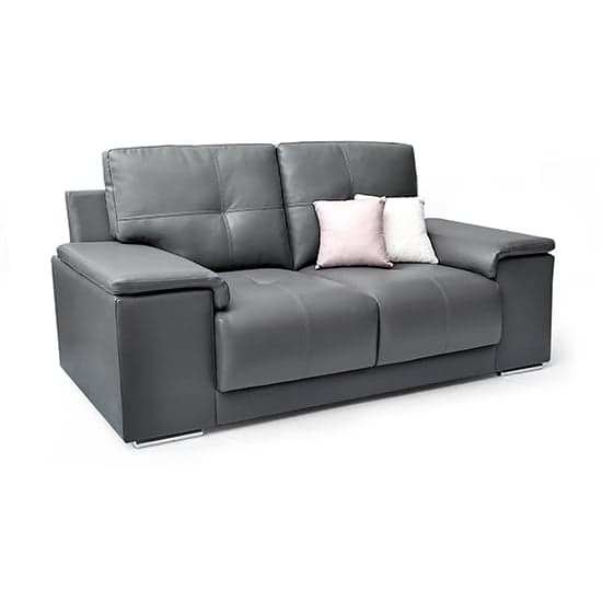 Kansas Faux Leather 2 Seater Sofa In Dark Grey