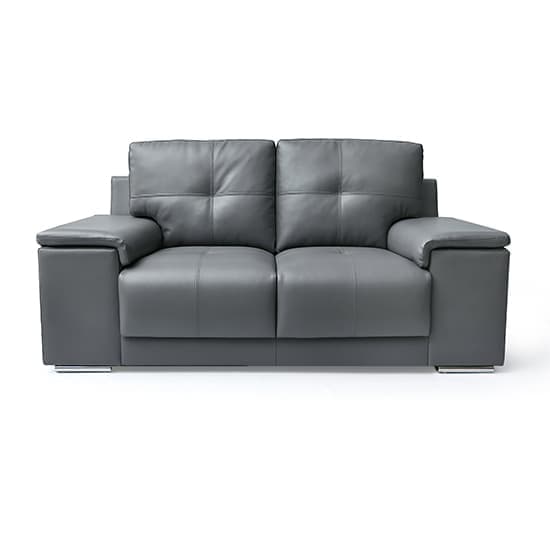 Kansas Faux Leather 2 Seater Sofa In Dark Grey