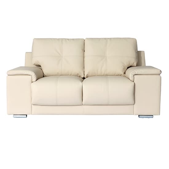 Kansas Faux Leather 2 Seater Sofa In Ivory