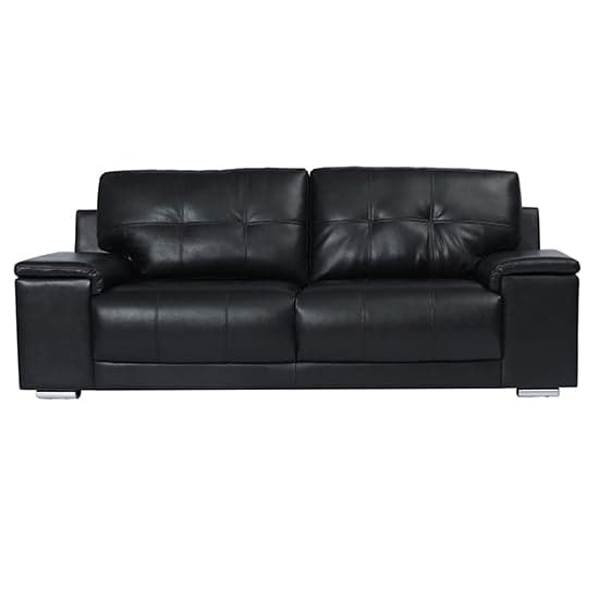 Kansas Faux Leather 3 + 2 Seater Sofa Set In Black