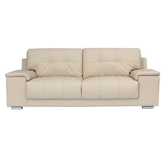 Kansas Faux Leather 3 + 2 Seater Sofa Set In Ivory