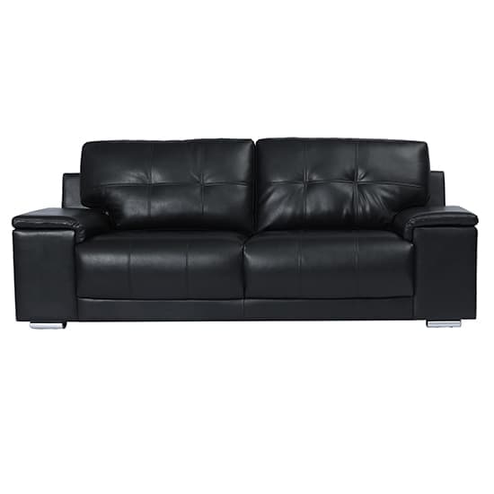 Kansas Faux Leather 3 Seater Sofa In Black