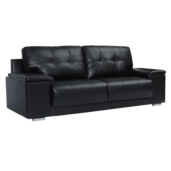 Kansas Faux Leather 3 Seater Sofa In Black