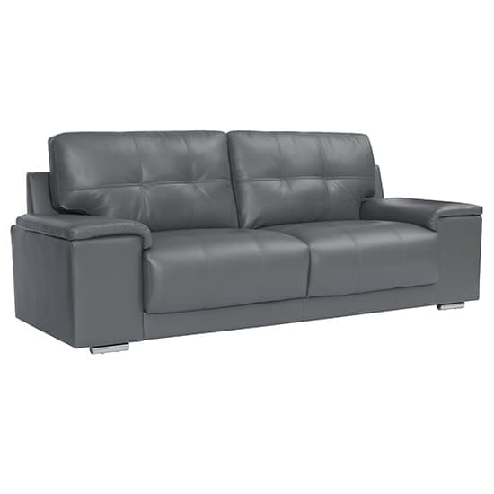 Kansas Faux Leather 3 Seater Sofa In Dark Grey