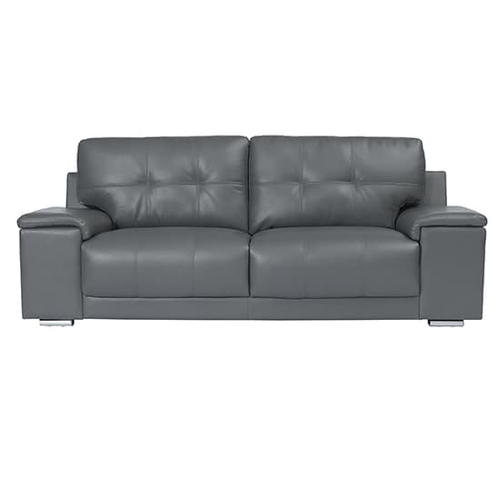 Kansas Faux Leather 3 Seater Sofa In Dark Grey