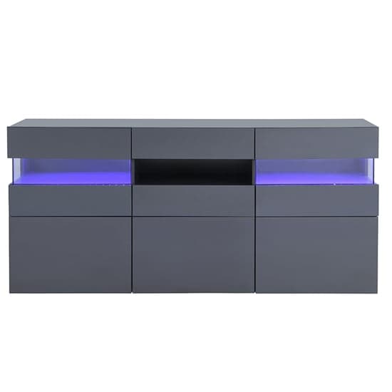 Kiefer High Gloss Sideboard In Grey With LED Lighting