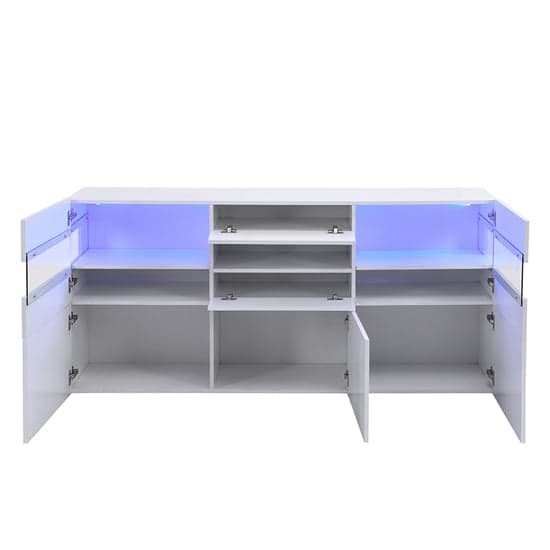 Kiefer High Gloss Sideboard In White With LED Lighting