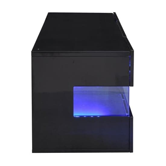 Kiefer High Gloss TV Stand In Black With LED Lighting