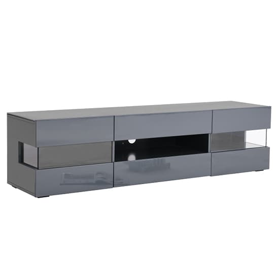 Kiefer High Gloss TV Stand In Grey With LED Lighting