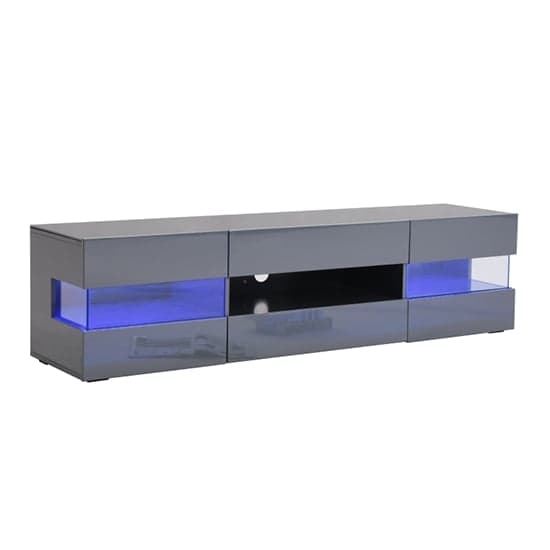 Kiefer High Gloss TV Stand In Grey With LED Lighting