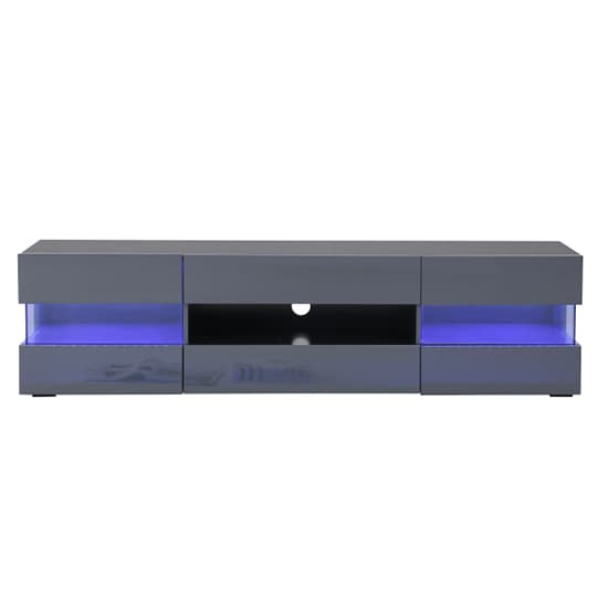 Kiefer High Gloss TV Stand In Grey With LED Lighting