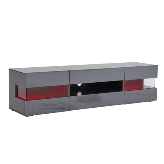 Kiefer High Gloss TV Stand In Grey With LED Lighting