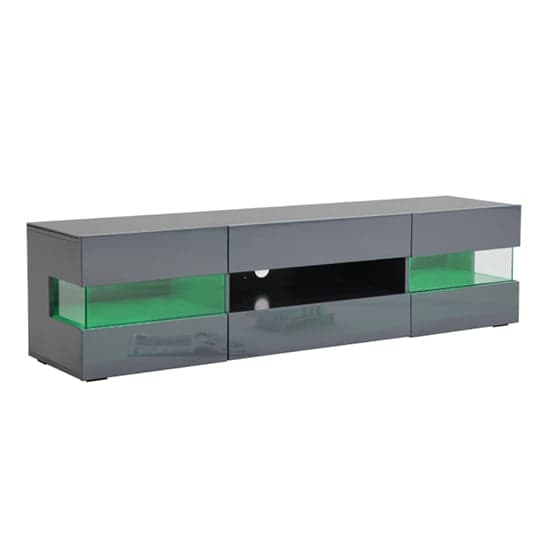 Kiefer High Gloss TV Stand In Grey With LED Lighting