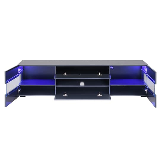 Kiefer High Gloss TV Stand In Grey With LED Lighting