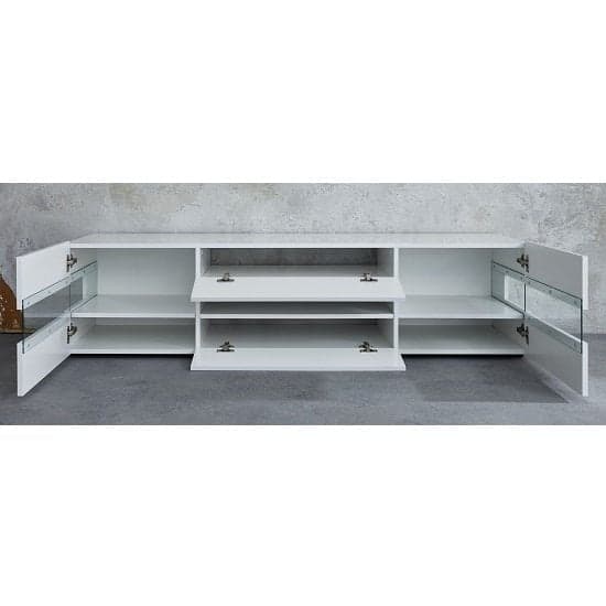 Kiefer High Gloss TV Stand In White With LED Lighting