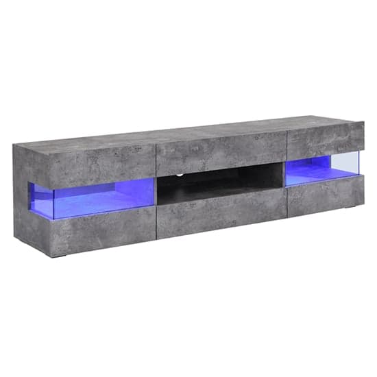 Kiefer Wooden TV Stand In Concrete Effect With LED Lighting