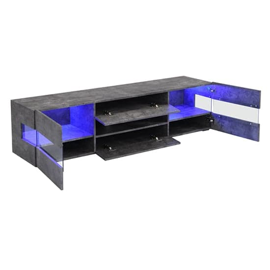 Kiefer Wooden TV Stand In Concrete Effect With LED Lighting