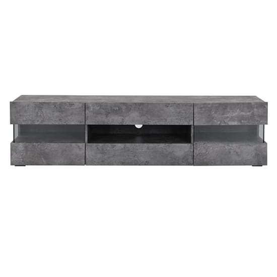 Kiefer Wooden TV Stand In Concrete Effect With LED Lighting