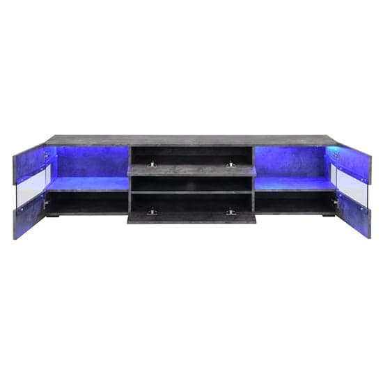 Kiefer Wooden TV Stand In Concrete Effect With LED Lighting