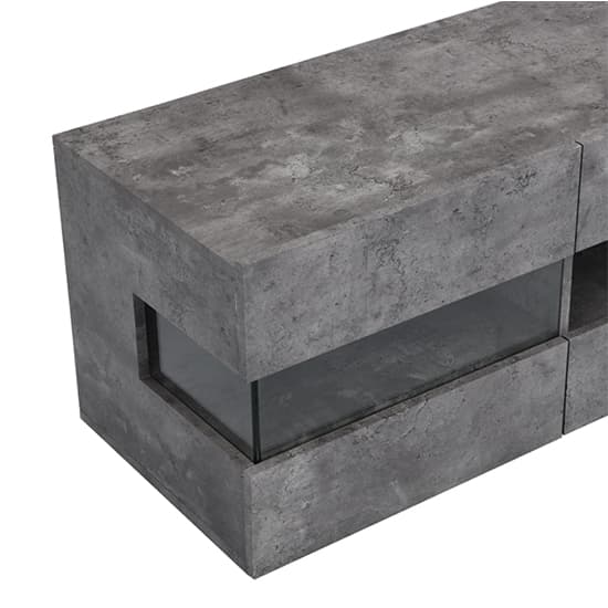 Kiefer Wooden TV Stand In Concrete Effect With LED Lighting