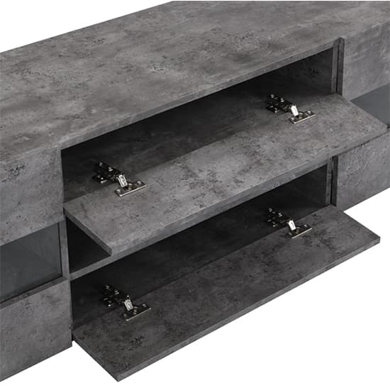 Kiefer Wooden TV Stand In Concrete Effect With LED Lighting