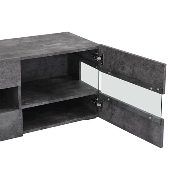 Kiefer Wooden TV Stand In Concrete Effect With LED Lighting