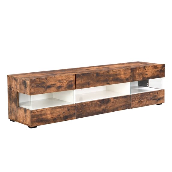 Kiefer Wooden TV Stand In Rustic Oak With LED Lighting