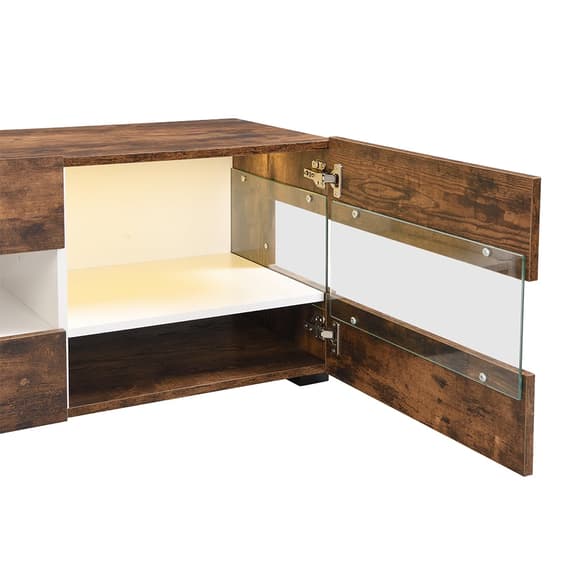 Kiefer Wooden TV Stand In Rustic Oak With LED Lighting