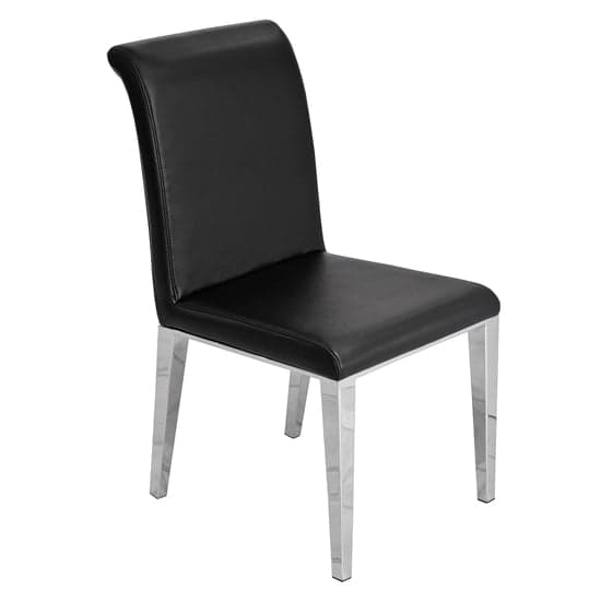 Kinston Faux Leather Dining Chair In Black With Chrome Legs