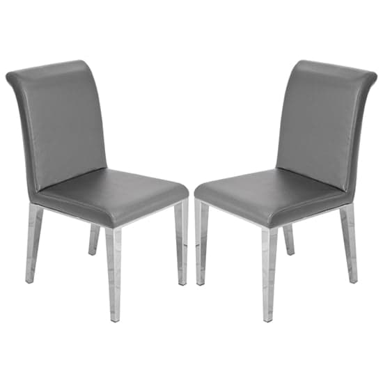 Kinston Grey Faux Leather Dining Chairs In Pair